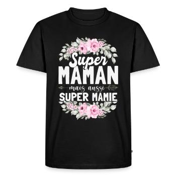 Maman Mais Aussi Super Mamie - T-shirt Premium bio Homme - noir - Devant - Nico (187cm)