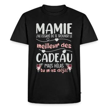 Mamie Cadeau - T-shirt Premium bio Homme - noir - Devant - Nico (187cm)