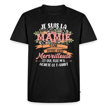 Mamie D'Une Petite-Fille Mémé Mamé - T-shirt Premium bio Homme - noir - Devant - Nico (187cm)