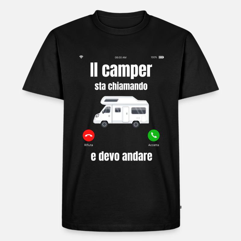 Der Camper ruft - Männer Premium Bio T-Shirt - Schwarz