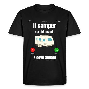 Caravan | Camper | The camper is calling - Men's Premium Organic T-Shirt - black - Front - Nico (187cm)