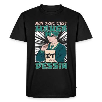 Mon Truc C'est Manga Et Dessin - T-shirt Premium bio Homme - noir - Devant - Nico (187cm)