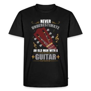 Never Underestimate An Old Man With A Guitar - Men's Premium Organic T-Shirt - black - Front - Nico (187cm)