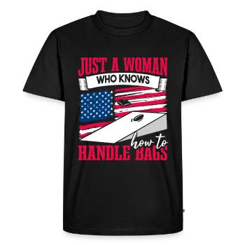 Funny Bean Bags Women Cornhole - Men's Premium Organic T-Shirt - black - Front - Nico (187cm)