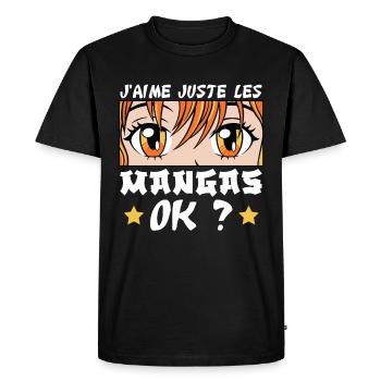 J'Aime Juste Les Mangas - T-shirt Premium bio Homme - noir - Devant - Nico (187cm)