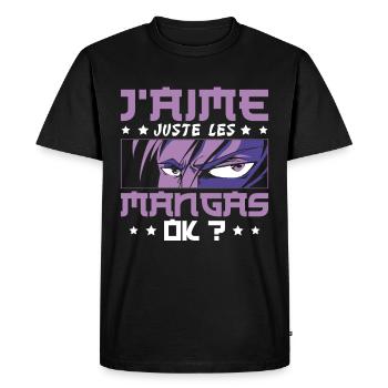 J'Aime Juste Les Mangas - T-shirt Premium bio Homme - noir - Devant - Nico (187cm)