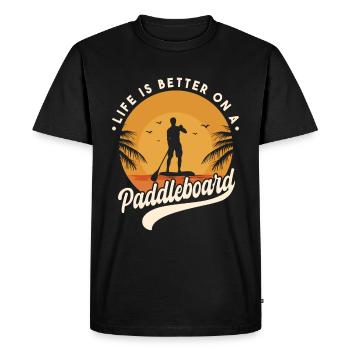 Life Is Better On A Paddleboard - Men's Premium Organic T-Shirt - black - Front - Nico (187cm)