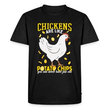 Les poulets sont comme des croustilles - T-shirt Premium bio Homme - noir - Devant - Nico (187cm)