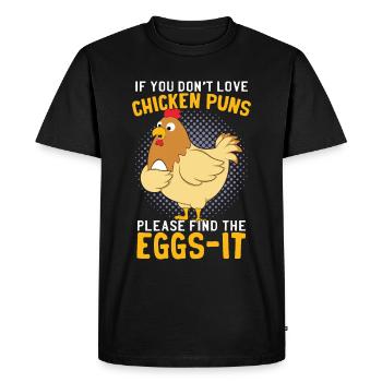 Funny Chicken Puns - Men's Premium Organic T-Shirt - black - Front - Nico (187cm)