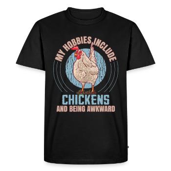 Mes passe-temps incluent les poulets - T-shirt Premium bio Homme - noir - Devant - Nico (187cm)