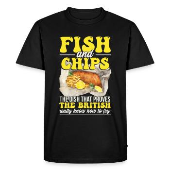 British Food Fish And Chips Funny - Men's Premium Organic T-Shirt - black - Front - Nico (187cm)