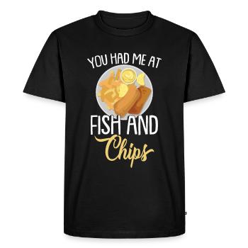 Tu m’as eu au Fish & Chips - T-shirt Premium bio Homme - noir - Devant - Nico (187cm)