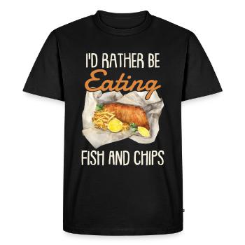 I'd Rather Be Eating Fish And Chips - Men's Premium Organic T-Shirt - black - Front - Nico (187cm)
