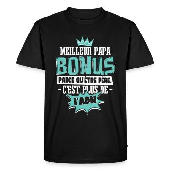 Meilleur Papa Bonus - T-shirt Premium bio Homme - noir - Devant - Nico (187cm)