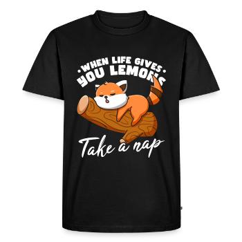 Drôle de panda roux endormi - T-shirt Premium bio Homme - noir - Devant - Nico (187cm)