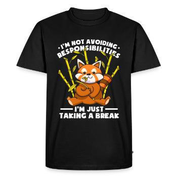 Prendre une pause Panda roux - T-shirt Premium bio Homme - noir - Devant - Nico (187cm)