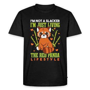 Drôle de panda roux - T-shirt Premium bio Homme - noir - Devant - Nico (187cm)