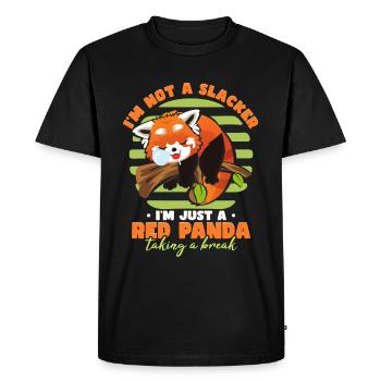 Je ne suis qu’un panda roux qui fait une pause - T-shirt Premium bio Homme - noir - Devant - Nico (187cm)