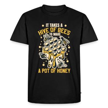 It Takes A Hive Of Bees To Make A Pot Of Honey - Men's Premium Organic T-Shirt - black - Front - Nico (187cm)