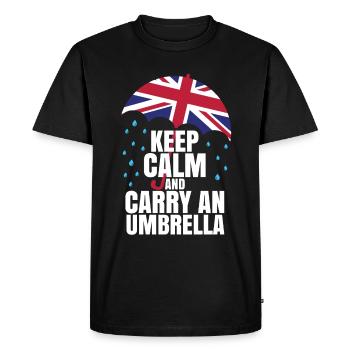 Restez calme et portez un parapluie - T-shirt Premium bio Homme - noir - Devant - Nico (187cm)