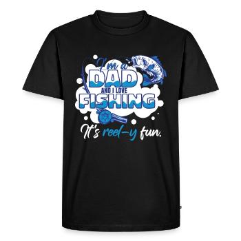 Papa Pêche Fête des pères Papa Blague - T-shirt Premium bio Homme - noir - Devant - Nico (187cm)