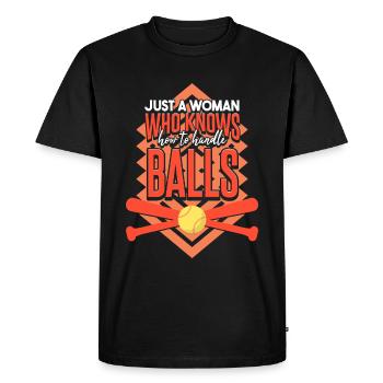 Juste une femme qui sait comment manipuler les balles - T-shirt Premium bio Homme - noir - Devant - Nico (187cm)