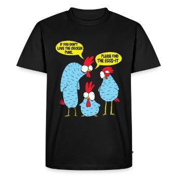 Jeu de mots sur le poulet - T-shirt Premium bio Homme - noir - Devant - Nico (187cm)
