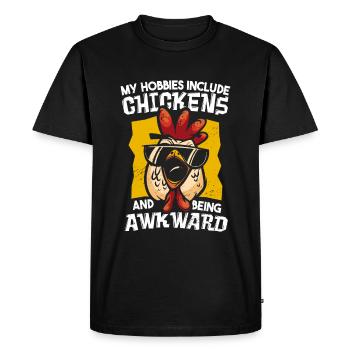 Drôle de poulet Coq Volaille - T-shirt Premium bio Homme - noir - Devant - Nico (187cm)