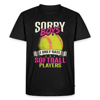 Je ne sors qu’avec des joueurs de softball - T-shirt Premium bio Homme - noir - Devant - Nico (187cm)