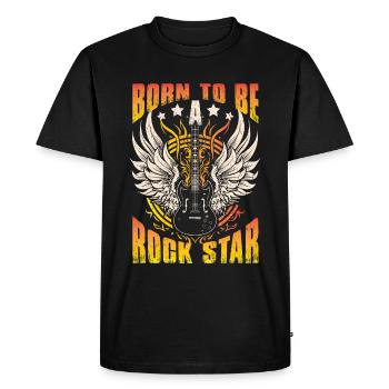 Né pour être une rock star - T-shirt Premium bio Homme - noir - Devant - Nico (187cm)