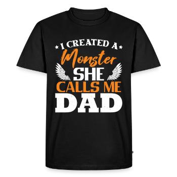 J’ai créé un monstre | Fête des Pères | Papa - T-shirt Premium bio Homme - noir - Devant - Nico (187cm)