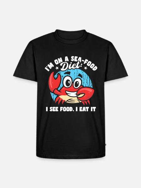 Ik ben op een sea food dieet Grappige vader grappen Cruise - Mannen Premium Bio T-shirt - zwart