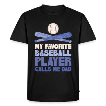 Mon joueur de baseball préféré m’appelle papa - T-shirt Premium bio Homme - noir - Devant - Nico (187cm)