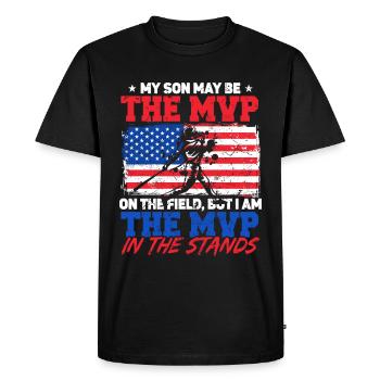 Drapeau américain Baseball Papa - T-shirt Premium bio Homme - noir - Devant - Nico (187cm)
