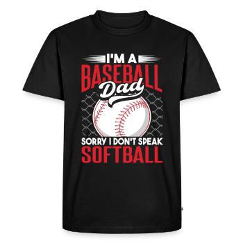 Je suis un père de baseball, je ne parle pas softball - T-shirt Premium bio Homme - noir - Devant - Nico (187cm)