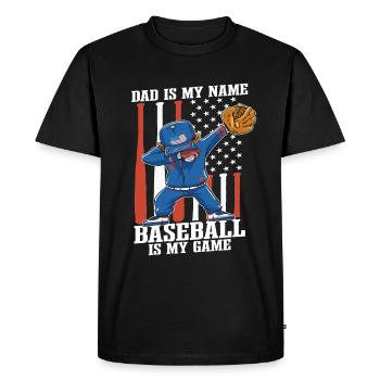 Papa est mon nom Le baseball est mon jeu - T-shirt Premium bio Homme - noir - Devant - Nico (187cm)