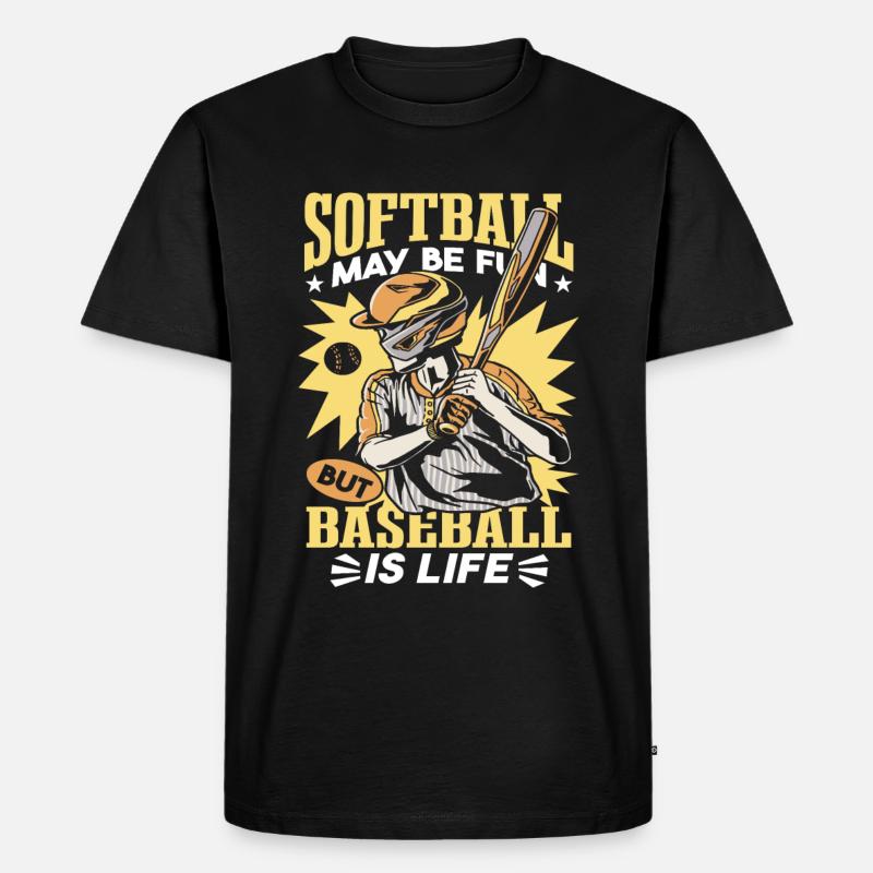 Baseball ist Leben - Männer Premium Bio T-Shirt - Schwarz