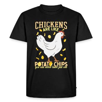 Les poulets sont comme des croustilles - T-shirt Premium bio Homme - noir - Devant - Nico (187cm)
