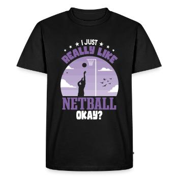 J’aime vraiment le netball - T-shirt Premium bio Homme - noir - Devant - Nico (187cm)