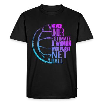 Ne sous-estimez jamais une femme qui joue au netball - T-shirt Premium bio Homme - noir - Devant - Nico (187cm)