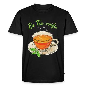Jeu de mots à thé - T-shirt Premium bio Homme - noir - Devant - Nico (187cm)