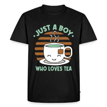 Juste un garçon qui aime le thé - T-shirt Premium bio Homme - noir - Devant - Nico (187cm)