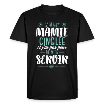 J'ai Une Mamie Cinglée - T-shirt Premium bio Homme - noir - Devant - Nico (187cm)