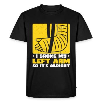 Funny Broken Arm Elbow Wrist Hand Joke - Men's Premium Organic T-Shirt - black - Front - Nico (187cm)