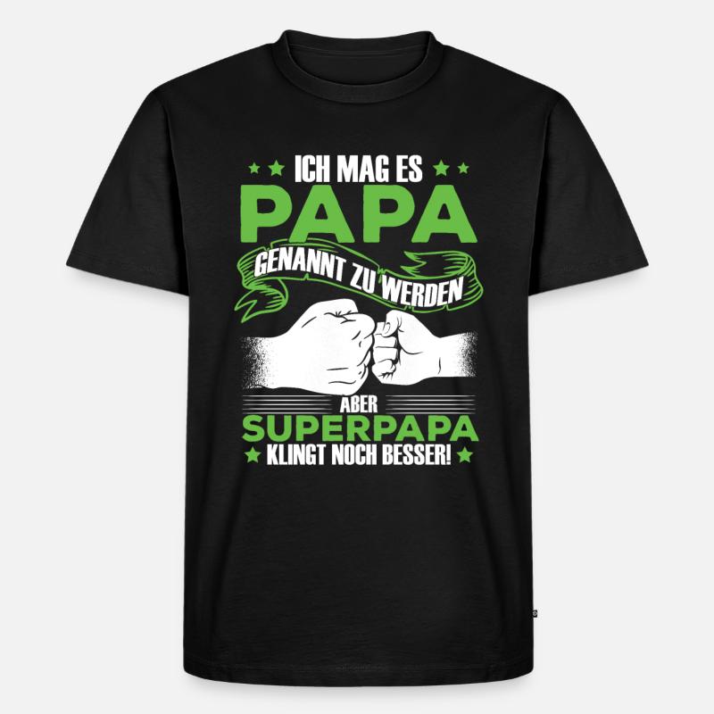 Papa Superpapa Sprüche - Männer Premium Bio T-Shirt - Schwarz