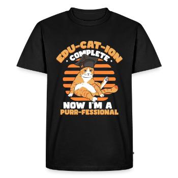 Funny Graduation Cat - Men's Premium Organic T-Shirt - black - Front - Nico (187cm)