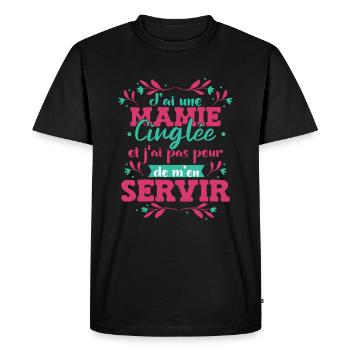 J'ai Une Mamie Cinglée - T-shirt Premium bio Homme - noir - Devant - Nico (187cm)