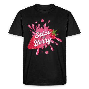 Fraise de fruits - T-shirt Premium bio Homme - noir - Devant - Nico (187cm)