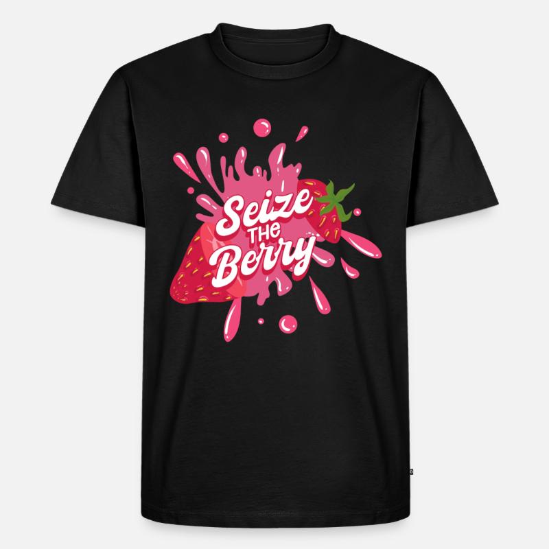 Frucht Erdbeere - Männer Premium Bio T-Shirt - Schwarz
