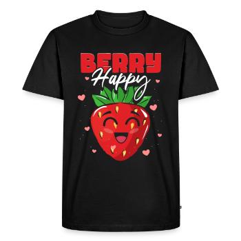 Berry Happy Strawberry - Men's Premium Organic T-Shirt - black - Front - Nico (187cm)